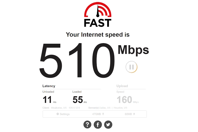 تست سرعت اینترنت برای نتفلیکس با Fast.com
